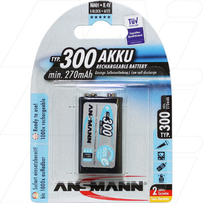 Ansmann 9 volt rechargeable battery in packaging