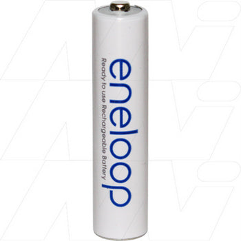 single eneloop rechargeable battery on white background