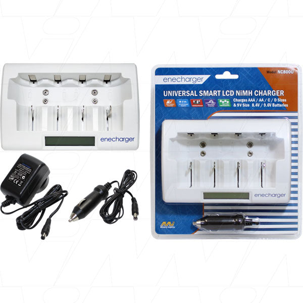 Smart LCD Battery Charger for AAA, AA, C, D & 9V NiMH Batteries