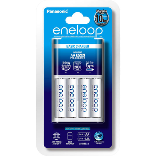 Eneloop Standard 10 Hour Charger with 4 AA Rechargeable batteries