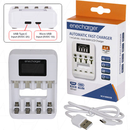 4 AA/AAA NiMH Battery Fast Charger with LCD Display